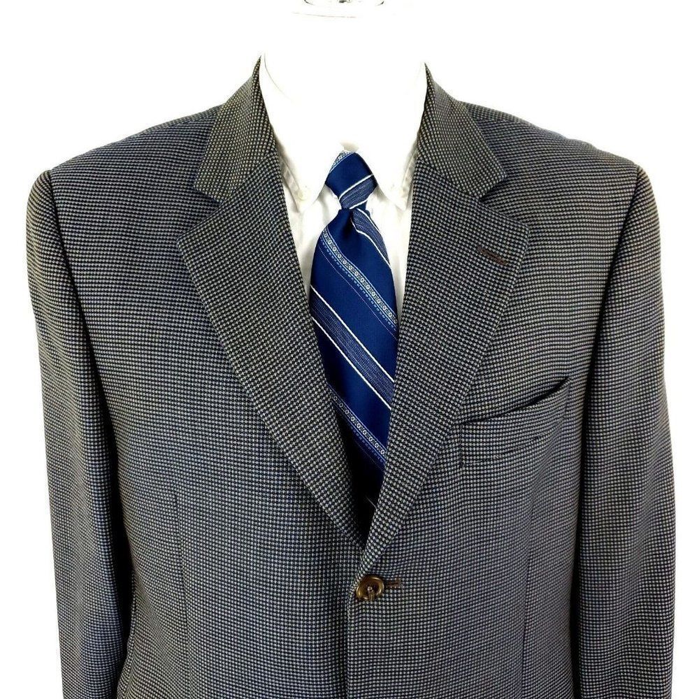 Jack Victor Lanzawood SPJ‎ Wool 3 Button Sport Coat 42R Blue Tan Check